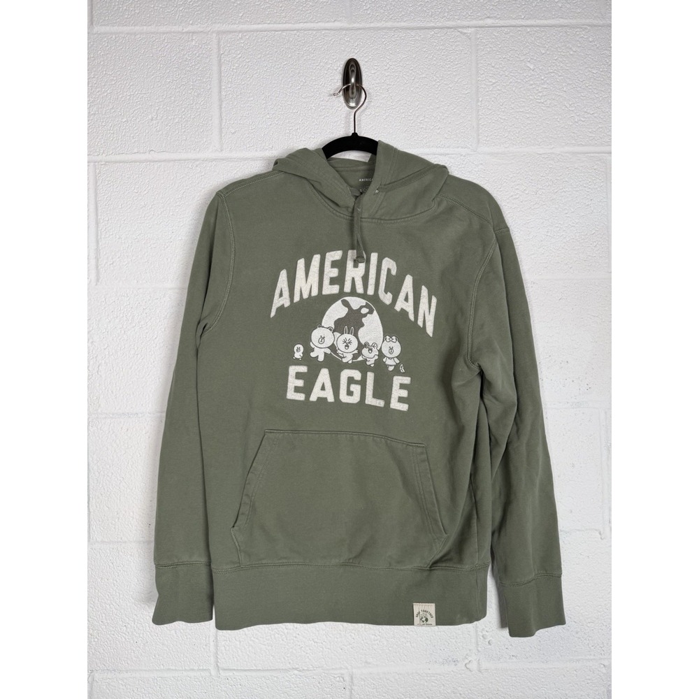 American Eagle x Line Friends Green Hoodie Men's XS Grow Together Pullover